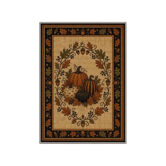 Pumpkin Border Area Rug Non Washable Soft Cozy Durable Stylish Spooky Decor for Living Room Bedroom Entryway Home (Pumpkin Border A, 16x24 in)