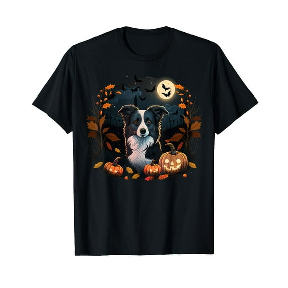 Pumpkin Border Collie costume on Border Collie Halloween Black T-Shirt
