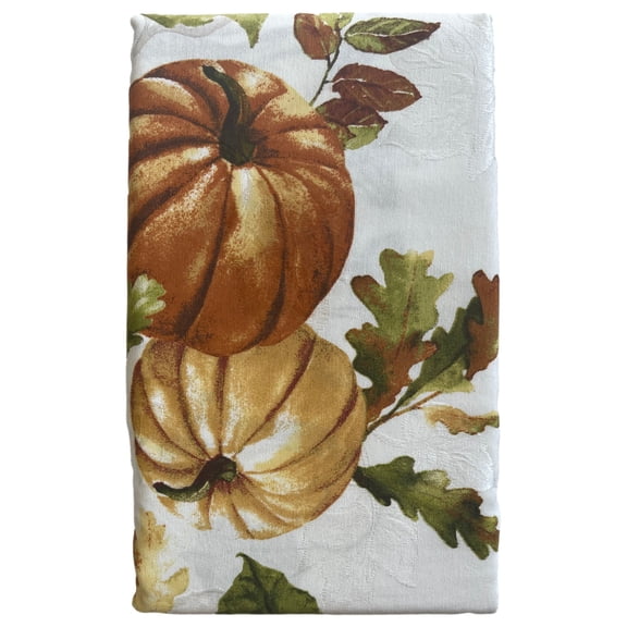 Pumpkin Border Harvest Tablecloth with Autumn Print, 60x84 Oblong