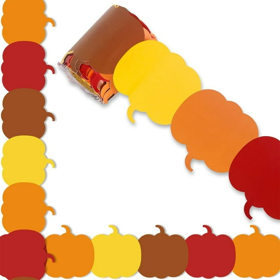 Pumpkin Border Trim Wall Sticker Bulletin Board Border Trim 32.8ft for Classroom