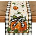 thumbnail image 1 of Pumpkin Bow Buffalo Plaid Fall Table Runner,Seasonal Autumn Kitchen Dining Table Decoration for Home Party Decor 13x120 Inch, 1 of 6