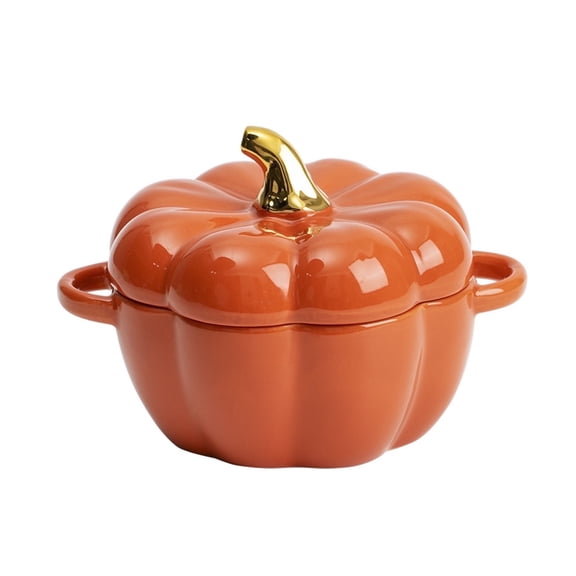 Pumpkin Bowl Ceramic &2 Handle - 450mL Oven-Safe Ramekins for Baking & Serving