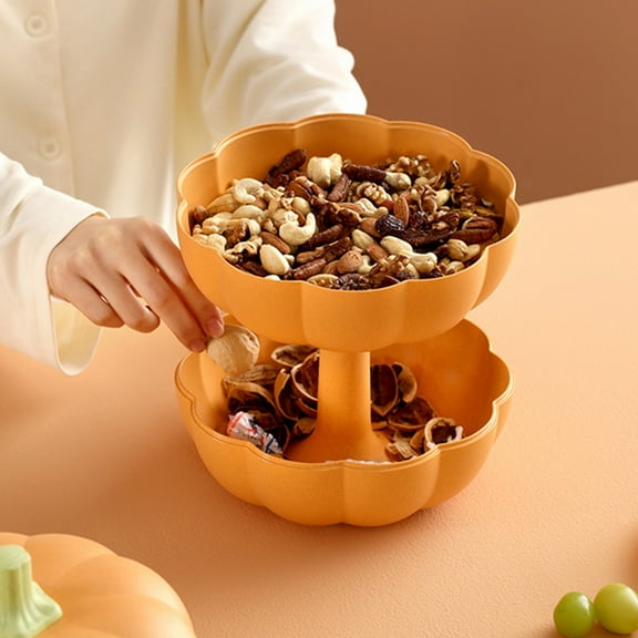 Pumpkin Bowls,Plastic Pumpkin Candy Dish Jar with Lid Thanksgiving Decor Pumpkin Dish with Cover Pumpkin Serving Tray Fall Decorative Food Snacks Storage Container for Sugar Cookie