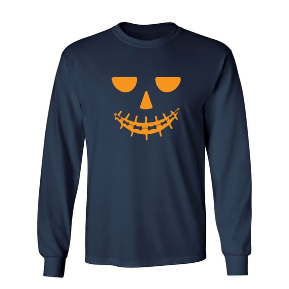 Pumpkin Braces Sarcastic Humor Novelty Men's Long Sleeve Shirts
