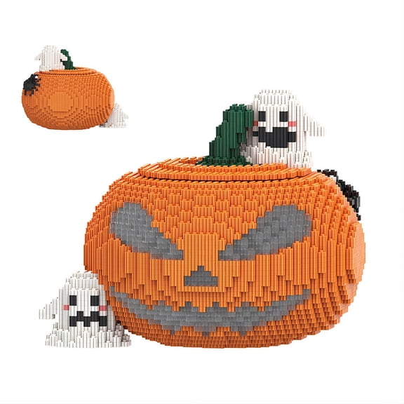 SehrKlug Halloween Pumpkin Bricks Set - Micro Building Blocks Challenge for Adults & Ages 14+ - Collectible Home Decor - Stress Relief, Birthday Gift