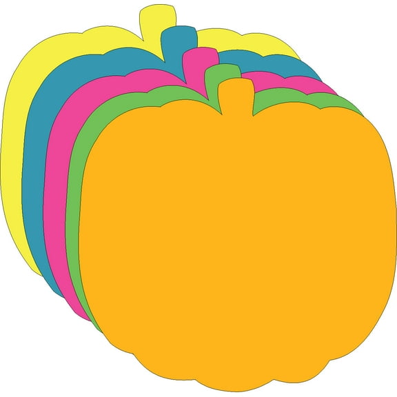 SHAPES ETC. Pumpkin Bright Neon Assorted Color Small Cut-Outs- 3 x 3
