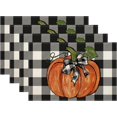 thumbnail image 1 of Pumpkin Buffalo Plaid Fall Placemats 12x18 Set of 4, Seasonal Autumn Thanksgiving Decorative Table Mat for Home Party Outdoor Dining, 1 of 6