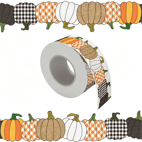 Pumpkin Bulletin Board Border 787.40inch Cartoon Waterproof Self-Adhesive Borders Classroom Decoration for Halloween Thanksgiving Harvest(RL)