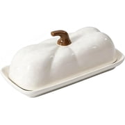Pumpkin Butter Dish with Lid for Countertop, Cute Ceramic Pumpkin Butter Container Serving Tray with Cover, Pumpkin Decor Dinnerware for Home Fall Harvest Halloween Thanksgiving Decor