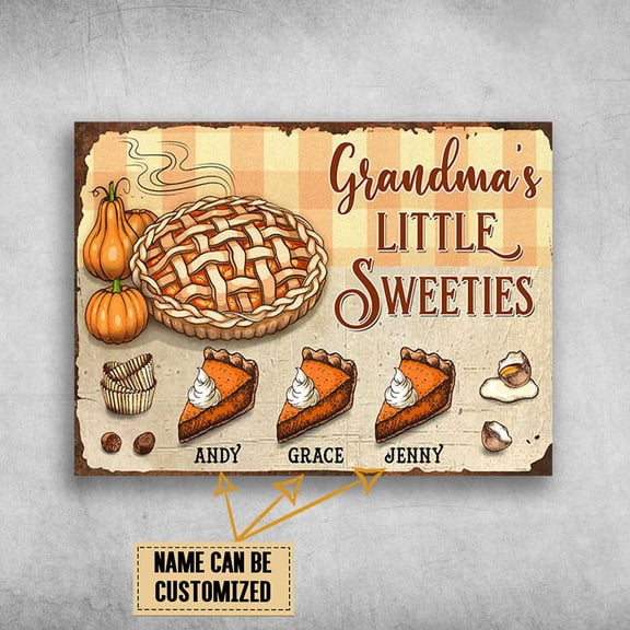 Pumpkin Cake, Halloween Day, Grandma's Little Sweeties Customized Personalized NAME 11 x 17 Inch Poster