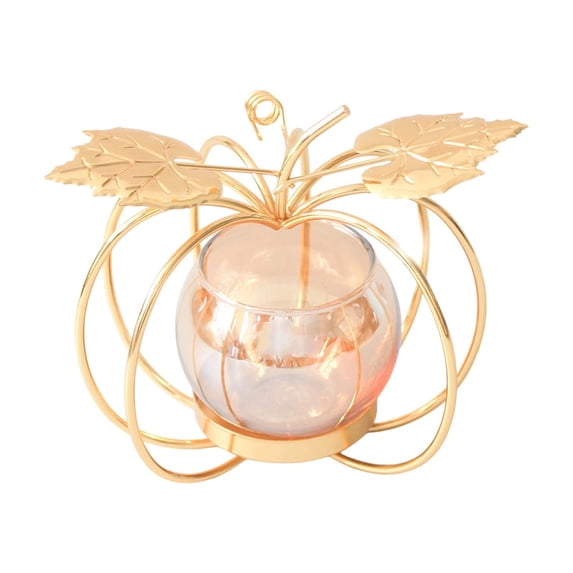 Pumpkin Candle Holder Wrought Iron for Tea Light and Votive Flameless Candles Ideal for Fall, Halloween and Thanksgiving Desktop Decor for Fall Home Decor for Living Room