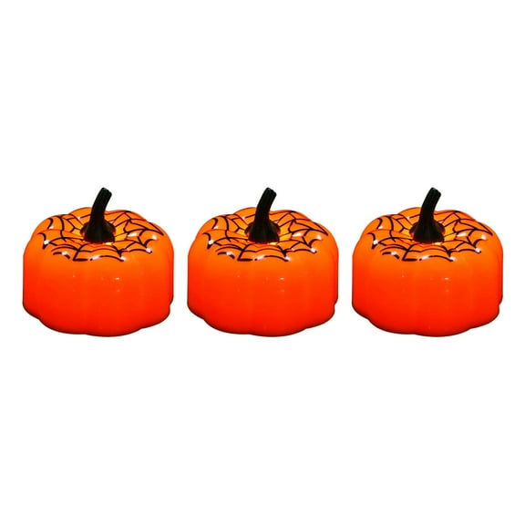 Pumpkin Candle Light Led Halloween Candles Pumpkin Candy Lamp Pumpkin Shaped Candle Halloween Pumpkin Tea Lights Halloween Pumpkin Lights Fall Decor Autumn 3D Plastic -3Pcs