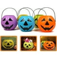 thumbnail image 1 of Pumpkin Candy Bucket, Halloween Plastic Pumpkin Bucket with Handle 6.7x5.6in, Reusable Cute Pail Halloween Trick or Treat Bucket for Party, Plastic Pumpkins Bulk, 1 of 9