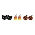 thumbnail image 1 of Pumpkin, Candy Corn & Black Cat Halloween Earrings - Set of 3, 1 of 1