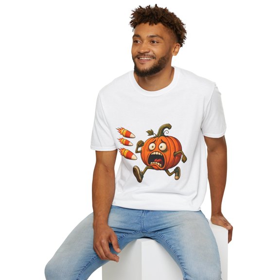 Pumpkin Candy Corn Halloween Funny Cartoon Spooky Fall Unisex Softstyle T-Shirt