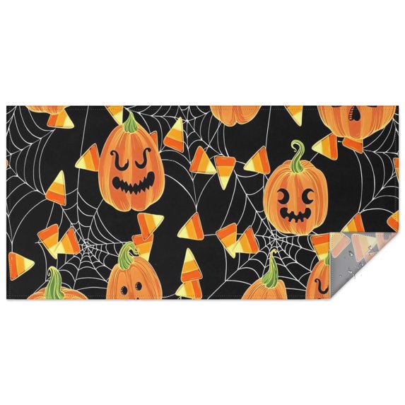 Halloween Pumpkins and Candy Corn Rectangle Tablecloth 60"x120",Waterproof Polyester Rectangle Table Cloth, Wipeable Spillproof Polyester Tablecloth for Dining, Camping, Indoor and Outdoor