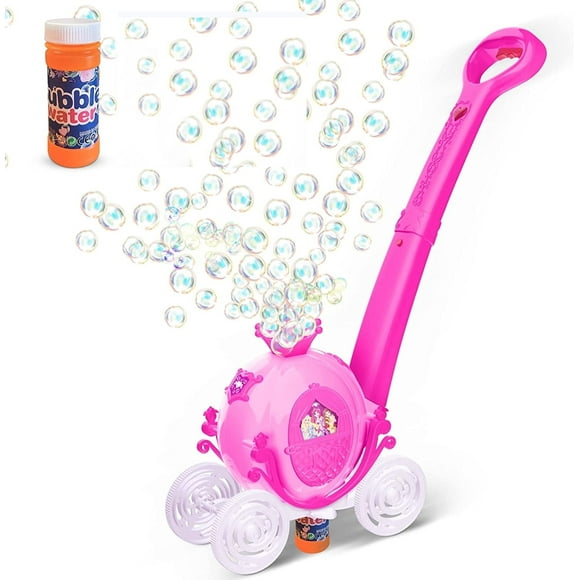 Bubbles Machine Outdoor Toys for Toddlers,Baby Toys Pumpkin Carriage Bubbles Summer Toys Games,Bubble Push Toy for Age 1 2 3 4 Year Old Preschool Kid Boys Girls Birthday Best Gifts Pink