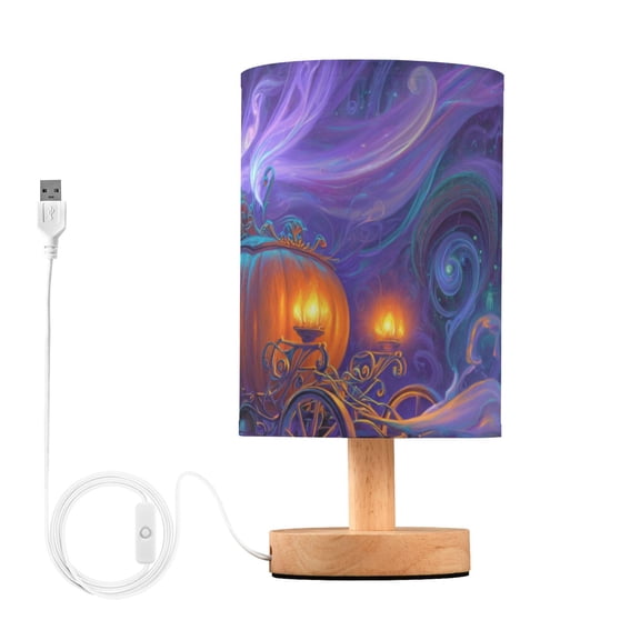 Pumpkin Carriage Halloween Castle Table Lamp with USB Port LED Warm Light Lamp Night Light Home Decor