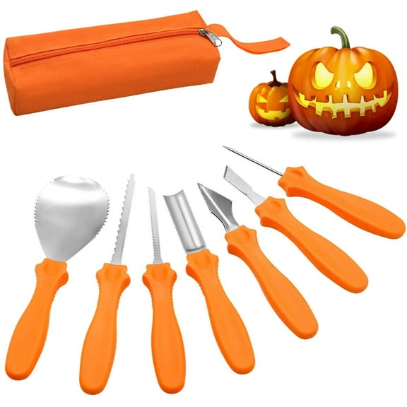 Pumpkin Carving Kit 7 Piece Halloween Pumpkin Carving kit for Kids Pumpkin Cutting Jack O Lantern Stainless Steel Carving Tools with Carrying Bag and Sticker for Family Party Halloween Decor