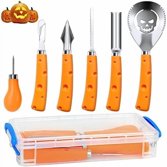 Pumpkin Carving Kit, Halloween Pumpkin Carving Tools, 6PCS Carving Tools Carving Knife for Halloween Decoration, Professional Stainless Steel Pumpkin Carving Set, Pumpkin Carver for Adults & Kids
