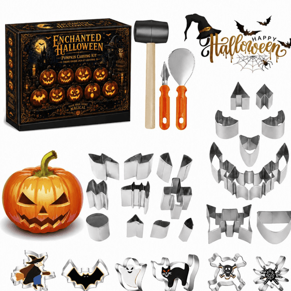 Pumpkin Carving Kit Halloween, Safe and Easy Pumpkin Carving Set , DIY Stainless Steel Pumpkin Carving Tools for Halloween Decoration Gift