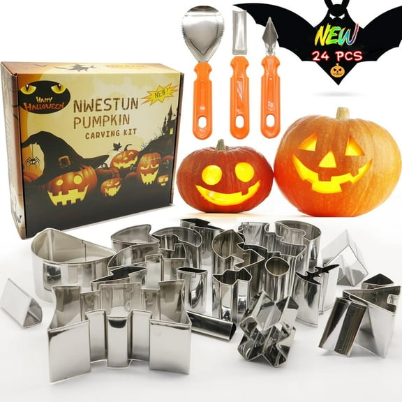 Pumpkin Carving Kit Halloween, Tools for Kids, Safe & Easy DIY Set Halloween Decoration Jack-O-Lanterns, Gift (24Pcs)