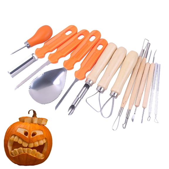 Pumpkin Carving Kit Tools Halloween, 14PCS Heavy Duty Carving Set, Stainless Steel Sculpting Tool Carving Kit for Halloween Decoration