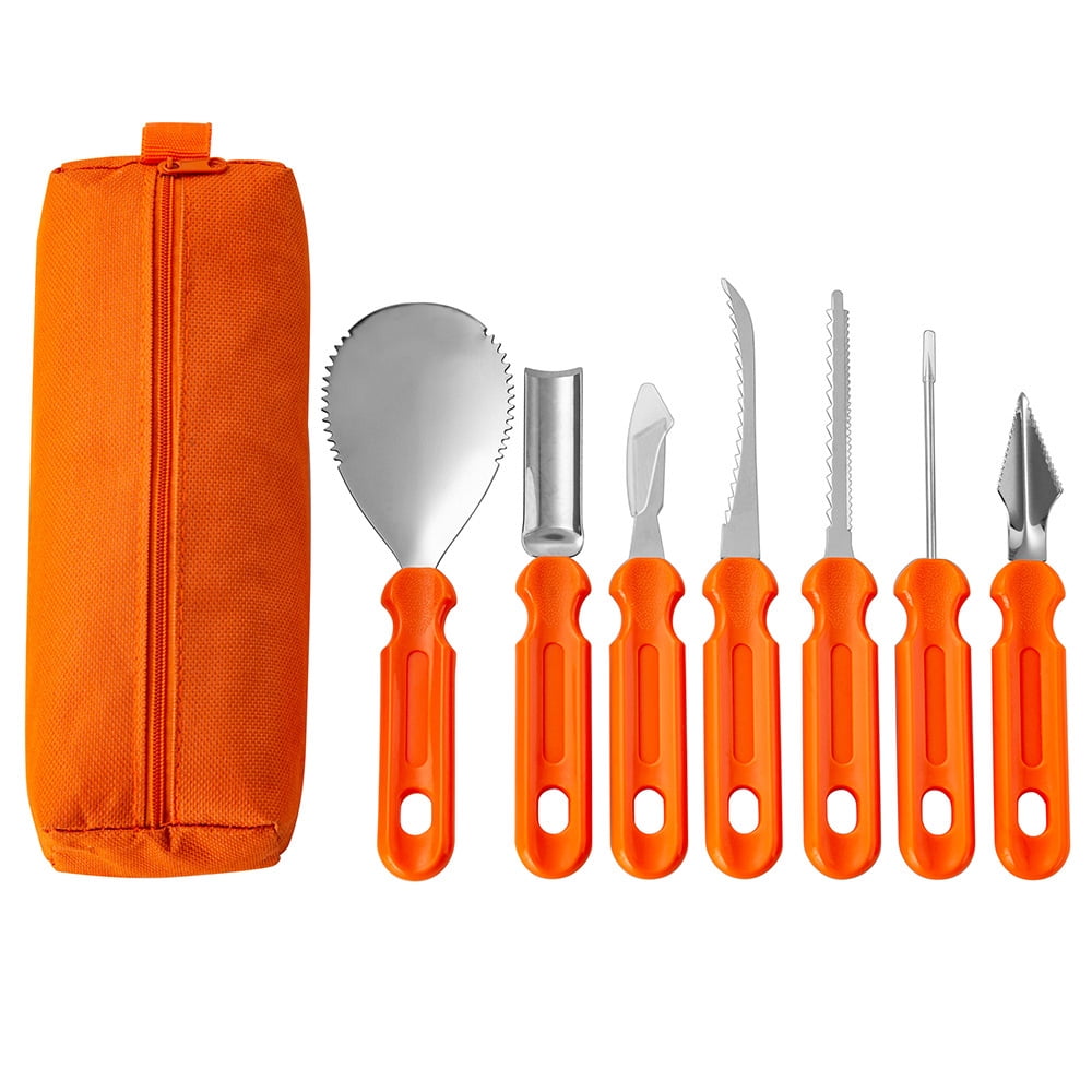 Pumpkin Carving Kit Tools ,7 PCS Professional Heavy Duty Pumpkin Carving Set,Stainless Steel Pumpkin Carving Tools for Decoration with Thick Handbag