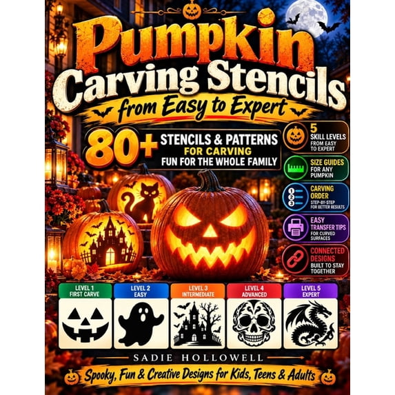 Punking Design Pumpkin Carving Stencils from Easy to Expert: 80+ Pumpkin Stencils for ...