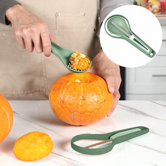 Pumpkin Carving Tool Kit, 3‑in‑1 Nesting Durable Carving Set, User‑Friendly Hand Tools, Perfect For Halloween Pumpkin DIY Creation For New Beginners And Skilled Carving Pros (Green)