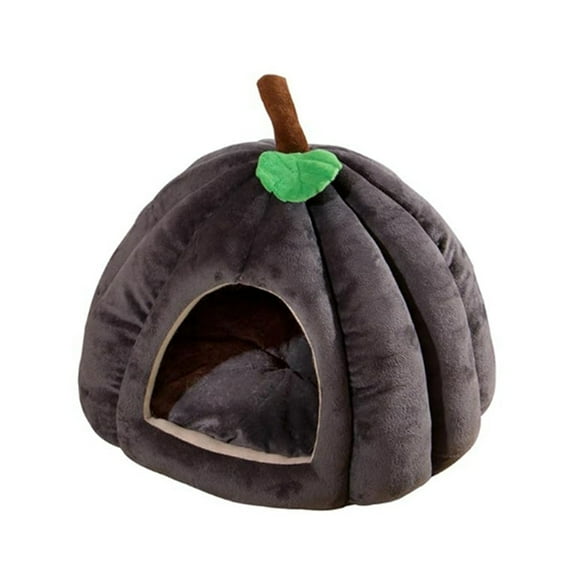 Pumpkin Cat Bed, Cat Beds for Indoor Cats Pumpkin Shape Cat Cave Bed,Cat Tent with Removable Cushion Dark Gray S