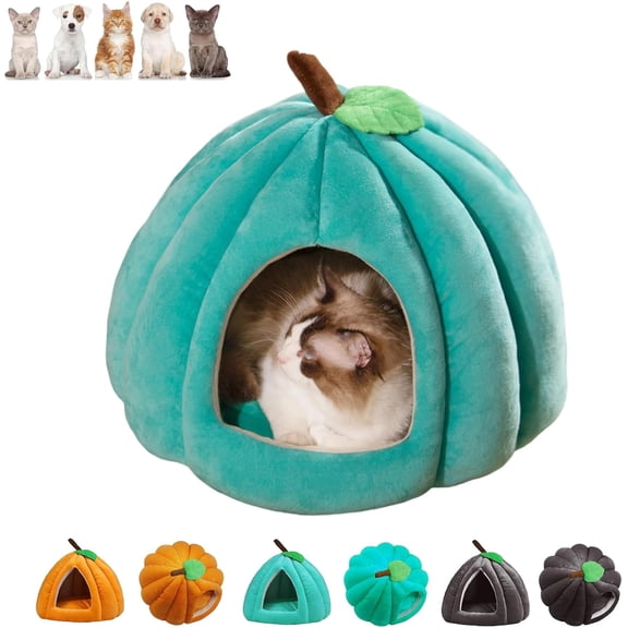 Pumpkin Cat Bed, Enclosed Cat Bed Pumpkin House | Cave, Warm Cave Nest Sleeping Beds Puppy House, with Removable Cushion, Puppy Houses for Cats Small Dogs