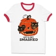thumbnail image 1 of Pumpkin Cats Lets Get Smashed Ringer Tee Shirt Unisex Small White/Red, 1 of 5