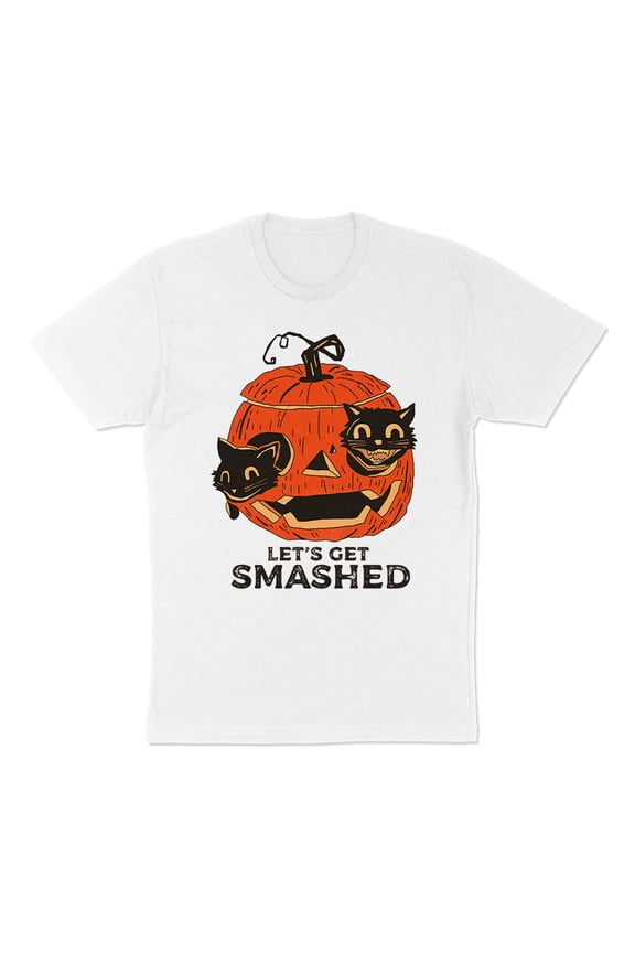 Pumpkin Cats Lets Get Smashed Shirt Unisex Large White