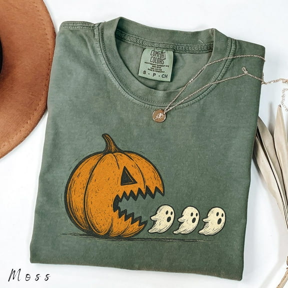 Pumpkin Chasing Ghost Halloween Shirt | Vintage-Inspired Comfort Colors Tee | Retro Funny Spooky Season Gift