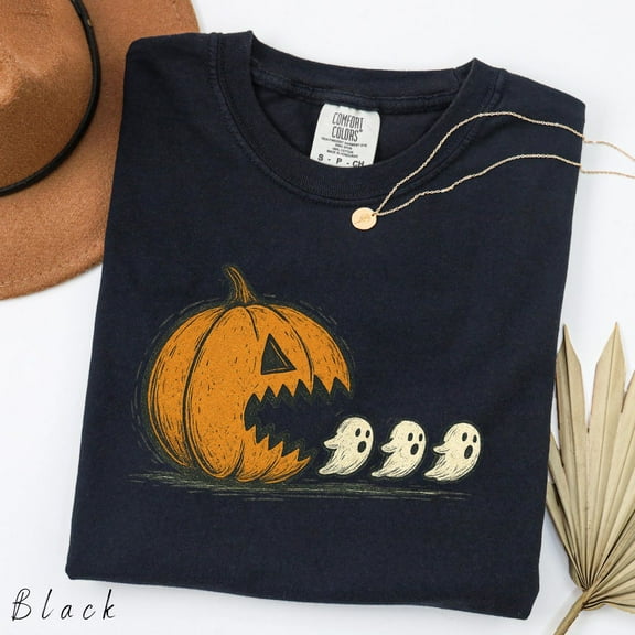 Pumpkin Chasing Ghost Halloween Shirt | Vintage-Inspired Comfort Colors Tee | Retro Funny Spooky Season Gift