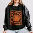 thumbnail image 1 of Pumpkin Checkered Distressed - Women's Lightweight Garment Dyed Sweatshirt, 1 of 9