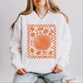 thumbnail image 1 of Pumpkin Checkered Distressed - Women's Lightweight Garment Dyed Sweatshirt, 1 of 9