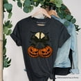 thumbnail image 1 of Pumpkin Cherries Coquette Bow T-Shirt, Retro Halloween Fall Season Tee for Sweet Autumn Girls, 1 of 10