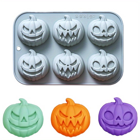 Pumpkin Chocolate Molds 6 Cavity 3 Different Shapes Pumpkin Silicone Molds for Aromatherapy Candles Chocolate Candy Gummy Soap Cake Cupcake Topper Decorations for Halloween Harvest Party Props