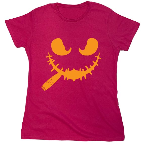 Pumpkin Cigar Sarcastic Humor Novelty Funny Women's Casual Tees