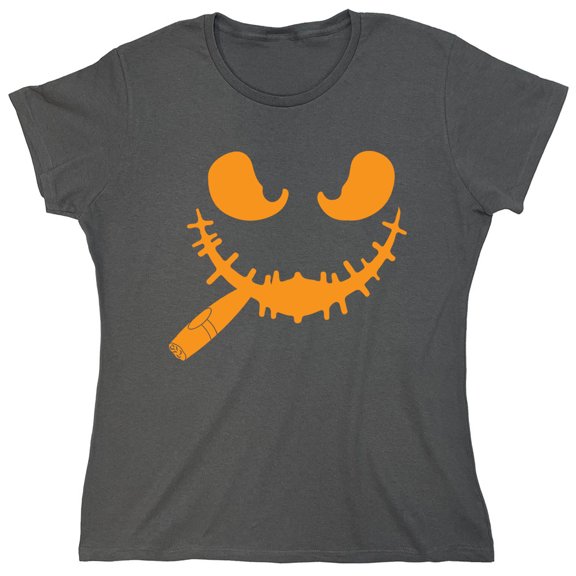 Pumpkin Cigar Sarcastic Humor Novelty Funny Women's Casual Tees