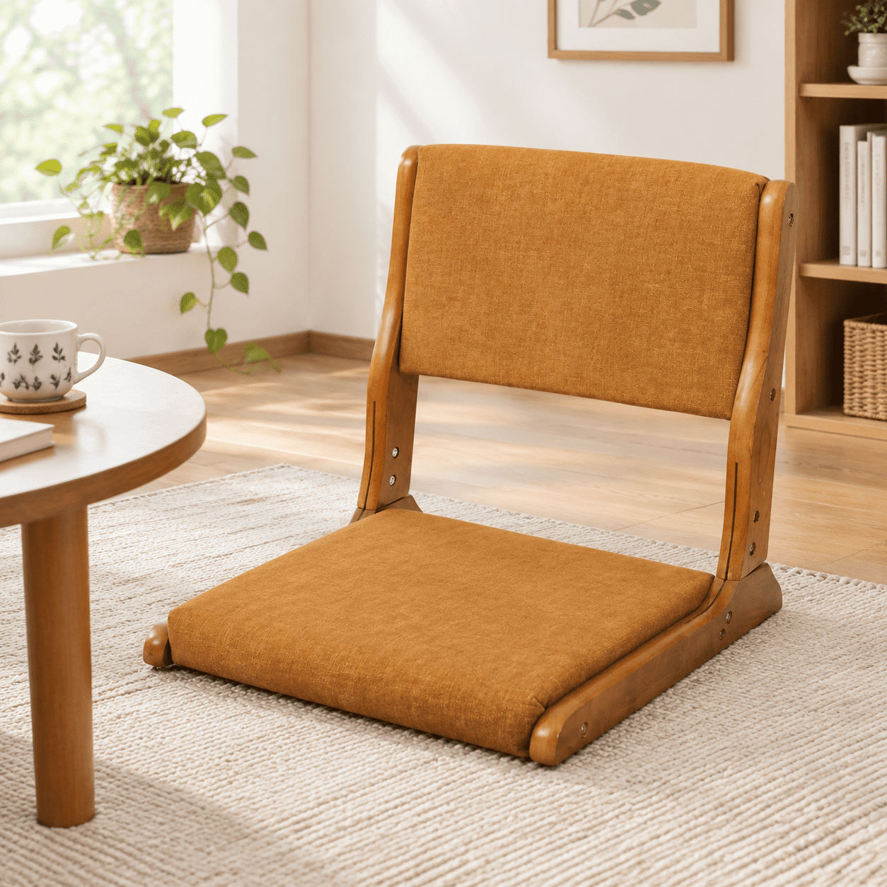 Pumpkin Color Foldable Low-Profile Floor Chair for Meditation ...