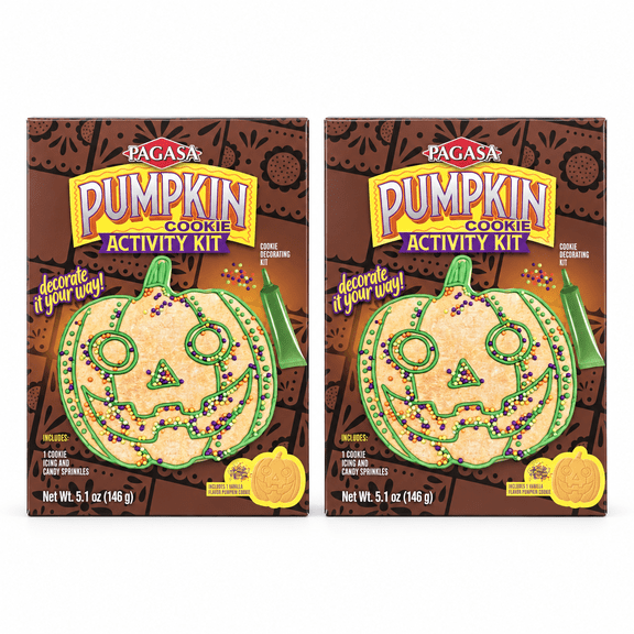 Pumpkin Cookie Decorating Activity Kit, Vanilla Flavor, Icing and Candy Sprinkles, 5.1 oz Each, 2 Pack