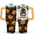 thumbnail image 1 of Pumpkin Cool Girl 40 Oz Tumbler with Handle Lid and Straw, Stainless Steel Double Walled Vacuum Insulated Cup, Cute Anniversary Wedding Birthday Gifts Tumbler for Women Men Friends Outdoor Indoor, 1 of 7