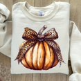 thumbnail image 1 of Pumpkin Coquette bow Sweatshirt, retro halloween Sweatshirt, Gothic Shirt, black bow Shirt, Pumpkin girly Shirt, leopard pumpkin TH040628, 1 of 5