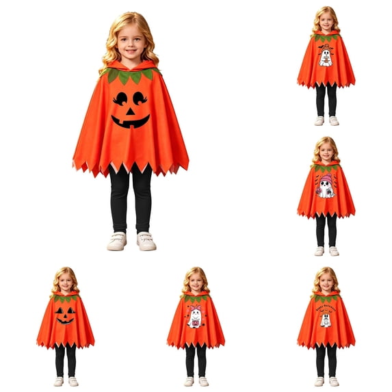 Pumpkin Costume Kids Boy Girl 2 Piece Soft Halloween Hooded Cloak and Pants Halloween Costumes