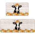 thumbnail image 1 of Pumpkin Cow Fall Farmhouse Seasonal Kitchen Mats Set of 2-17x29 and 17x47 Inch,Decorative Non Slip Backing Floor Rugs for Home Kitchen, 1 of 6