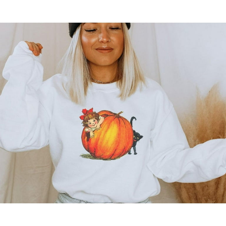 Pumpkin Crewneck Vintage Halloween Sweatshirt Pumpkin Sweater Halloween Sweatshirt Fall Clothes Women Pumpkin Sweatshirt Retro Halloween sweatshirts graphic beautiful Walmart