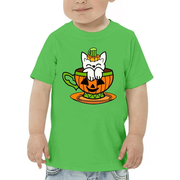 Pumpkin Cup With A Cat T-Shirt Toddler -Rose Khan Designs, 2 Toddler